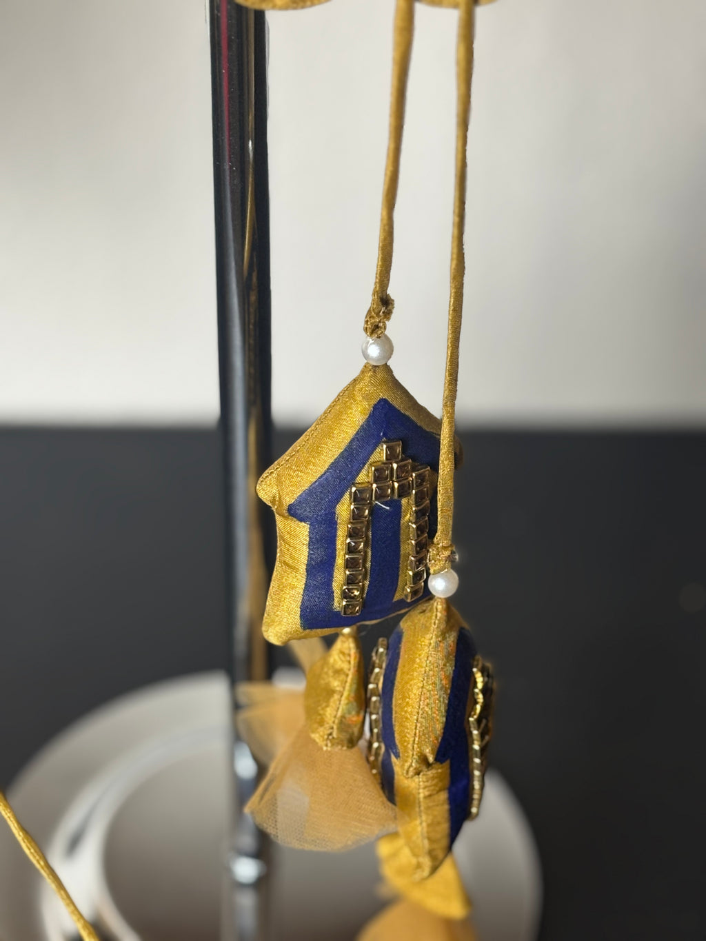 Golden Handmade Blouse with House Shaped Tassels