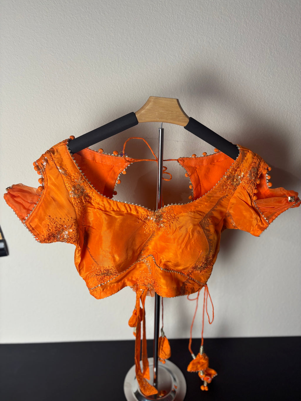 Orange Blouse with Triangle Tassels