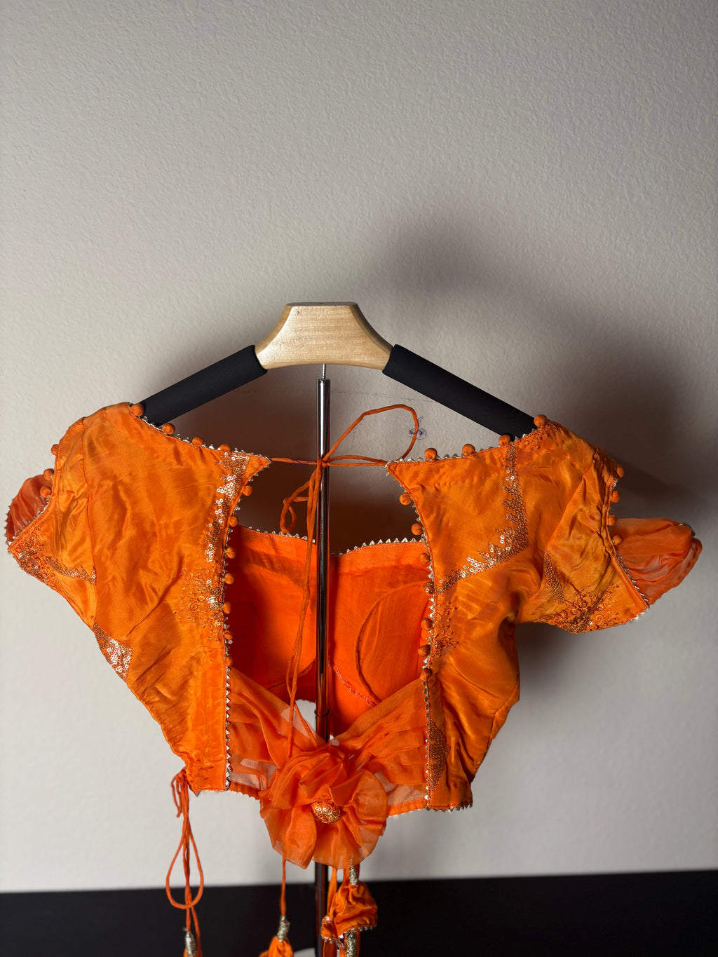 Orange Blouse with Triangle Tassels