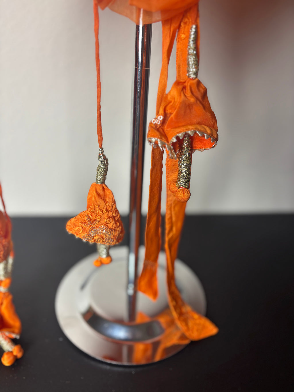 Orange Blouse with Triangle Tassels