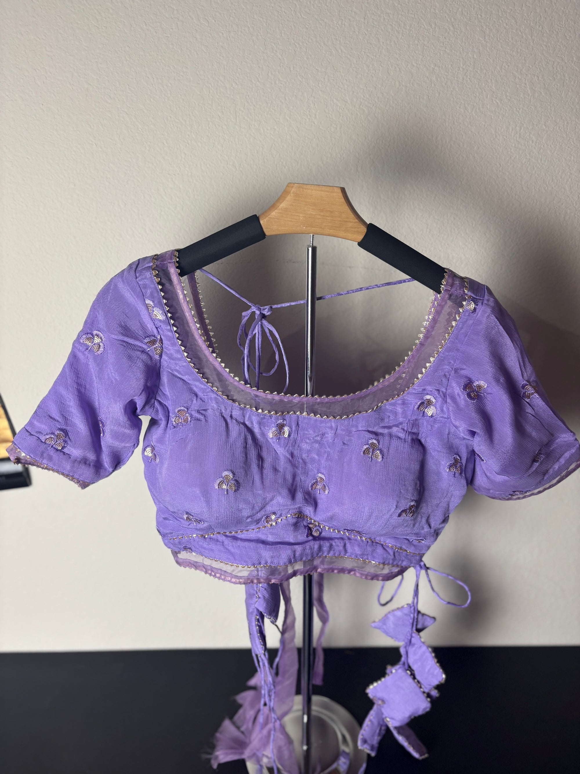 Purple Blouse with Triangle Tassels