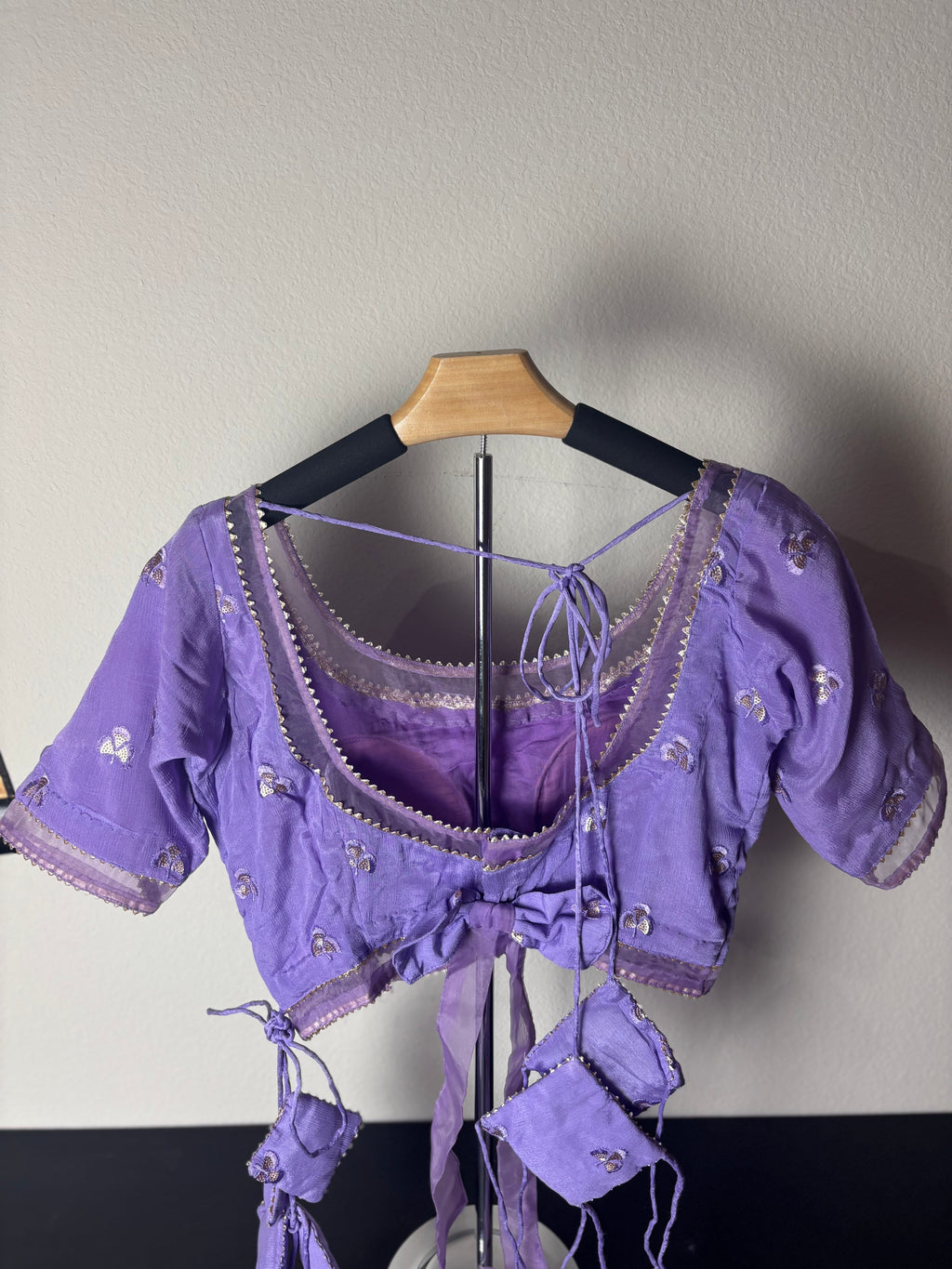 Purple Blouse with Triangle Tassels