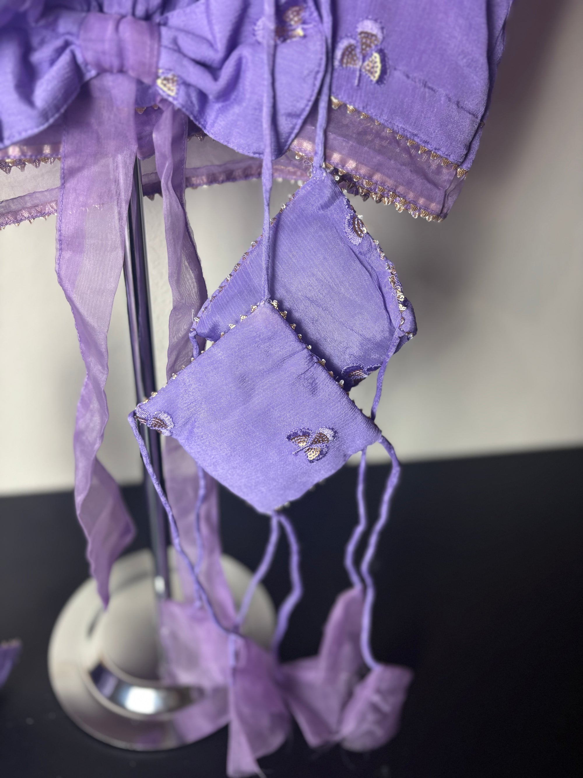 Purple Blouse with Triangle Tassels