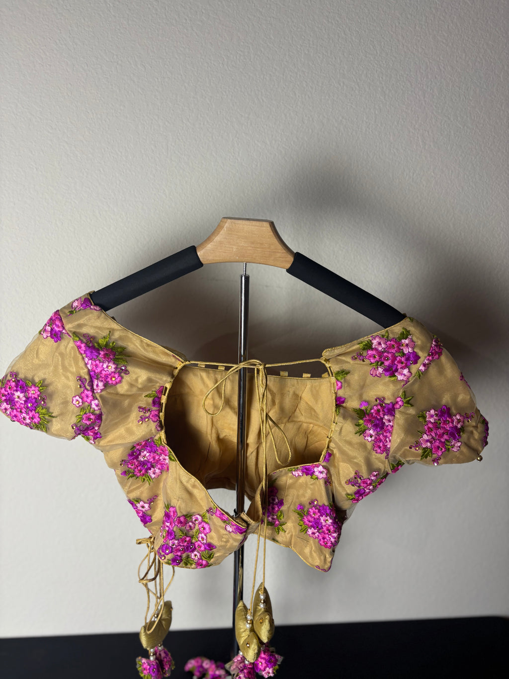 Gold and Pink Blouse with Dove Tassels