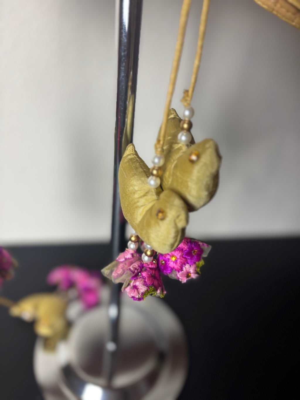 Gold and Pink Blouse with Dove Tassels