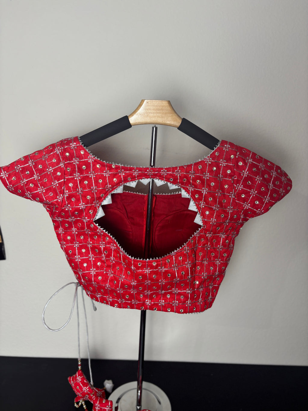 Red Blouse with Crescent Tassels