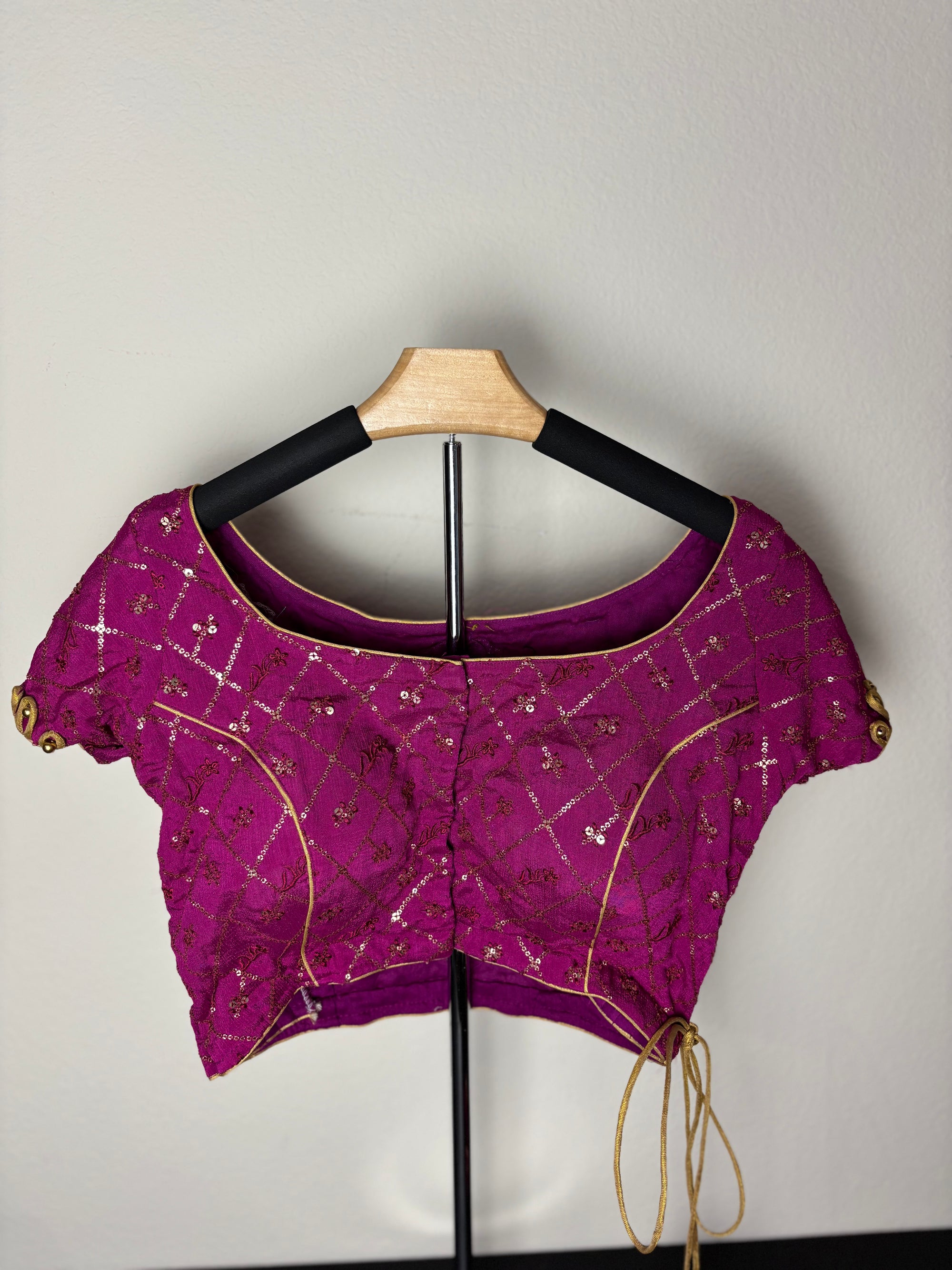 Darkish Pink Blouse with Gold Designs