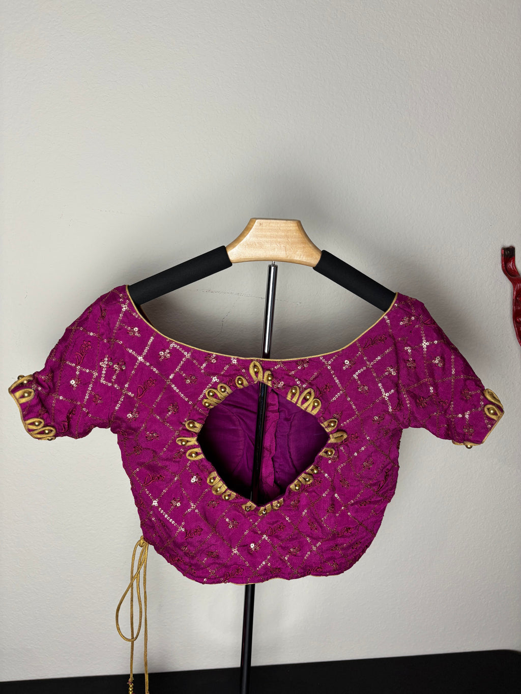 Darkish Pink Blouse with Gold Designs