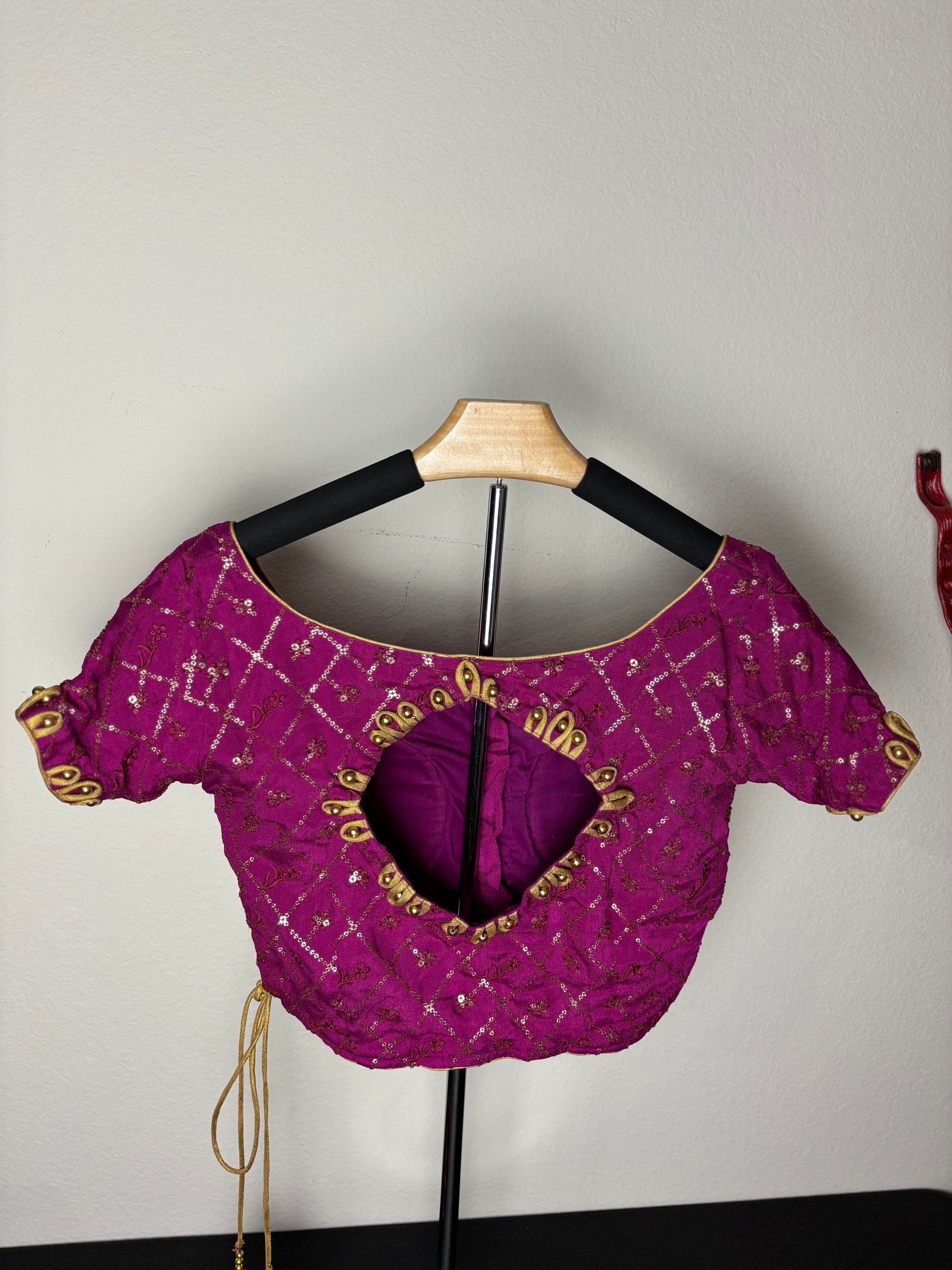 Darkish Pink Blouse with Gold Designs