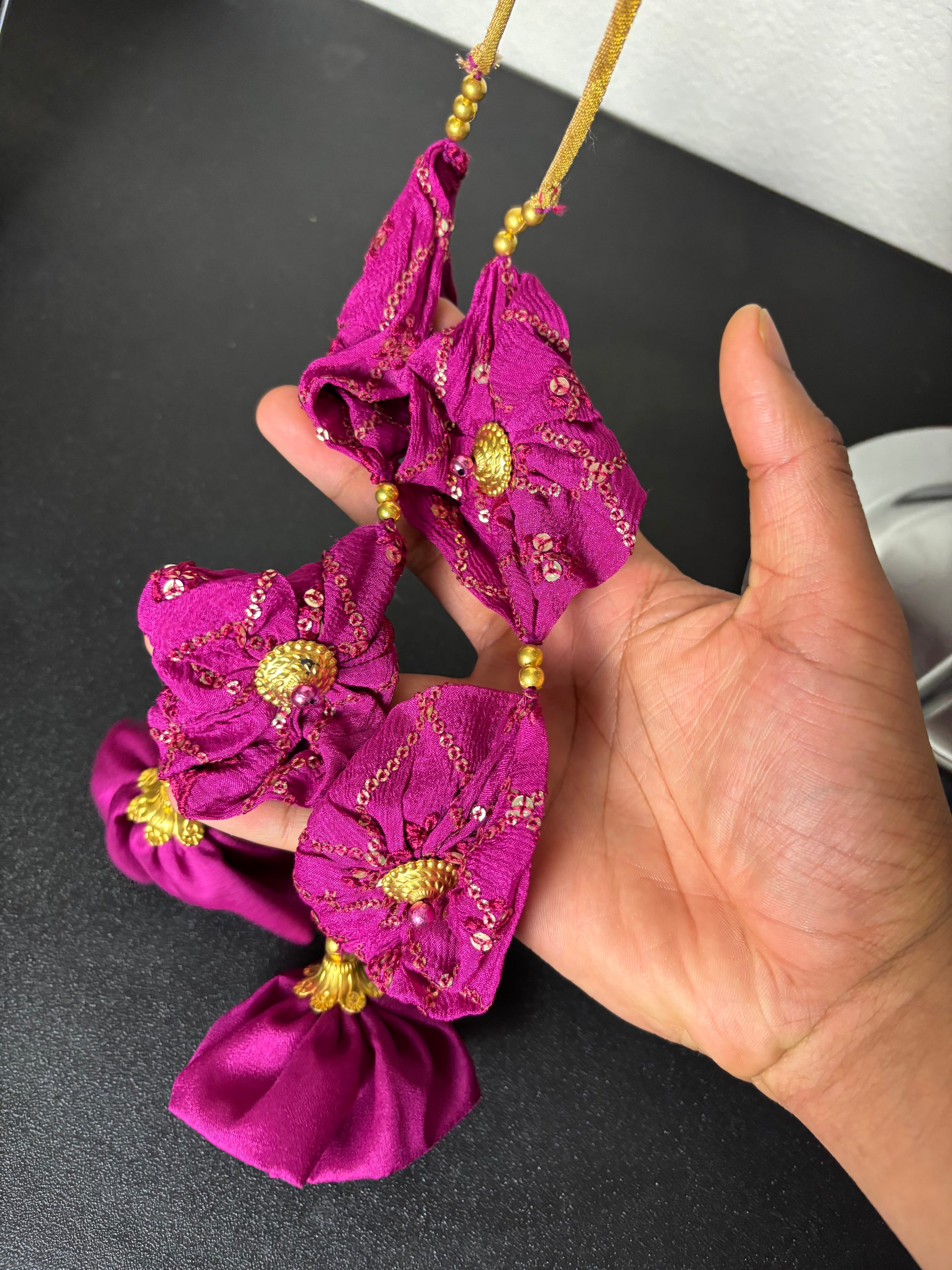Darkish Pink Blouse with Gold Designs