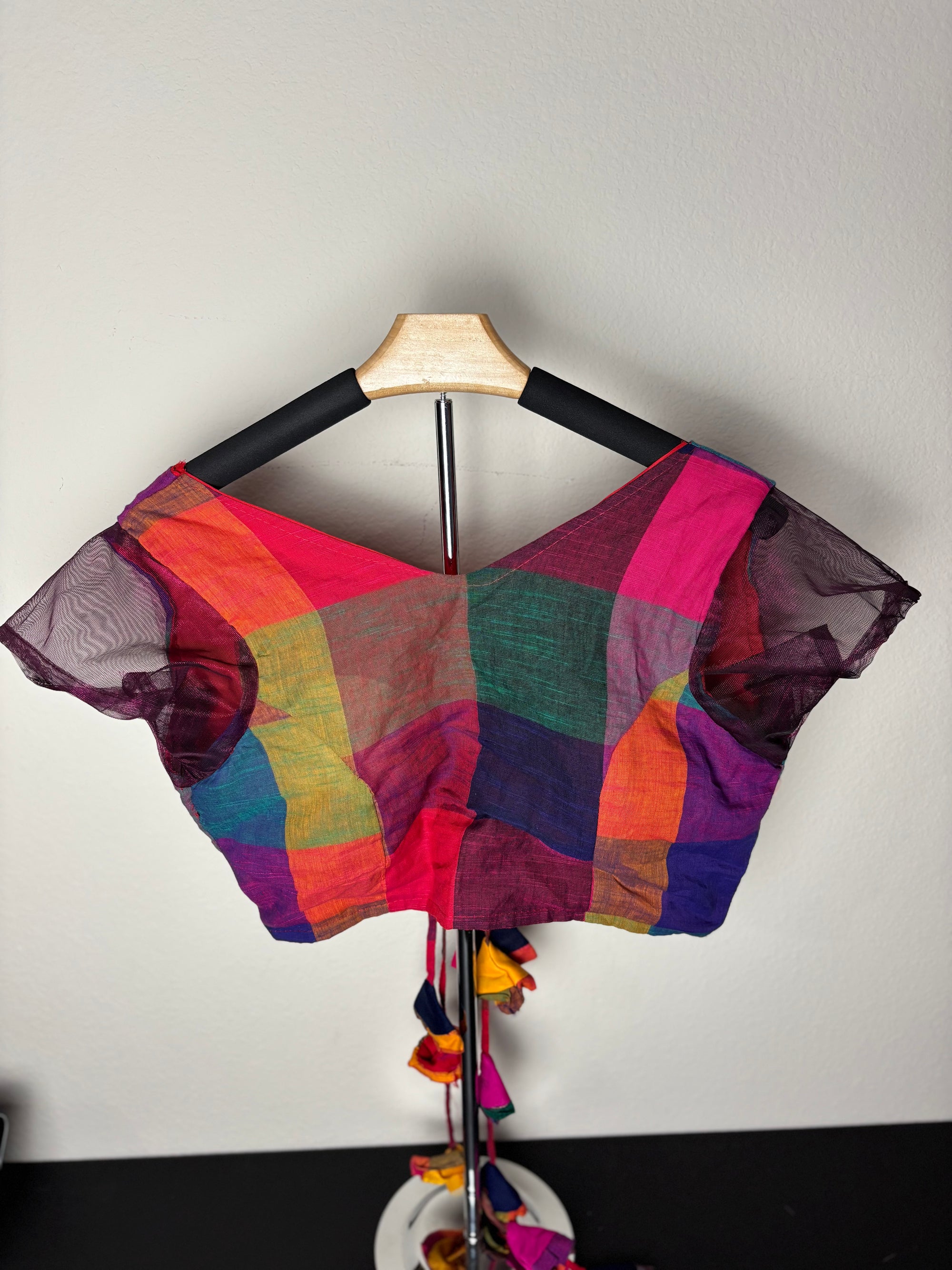 Very Colorful Rainbow Blouse with Triangle Tassels