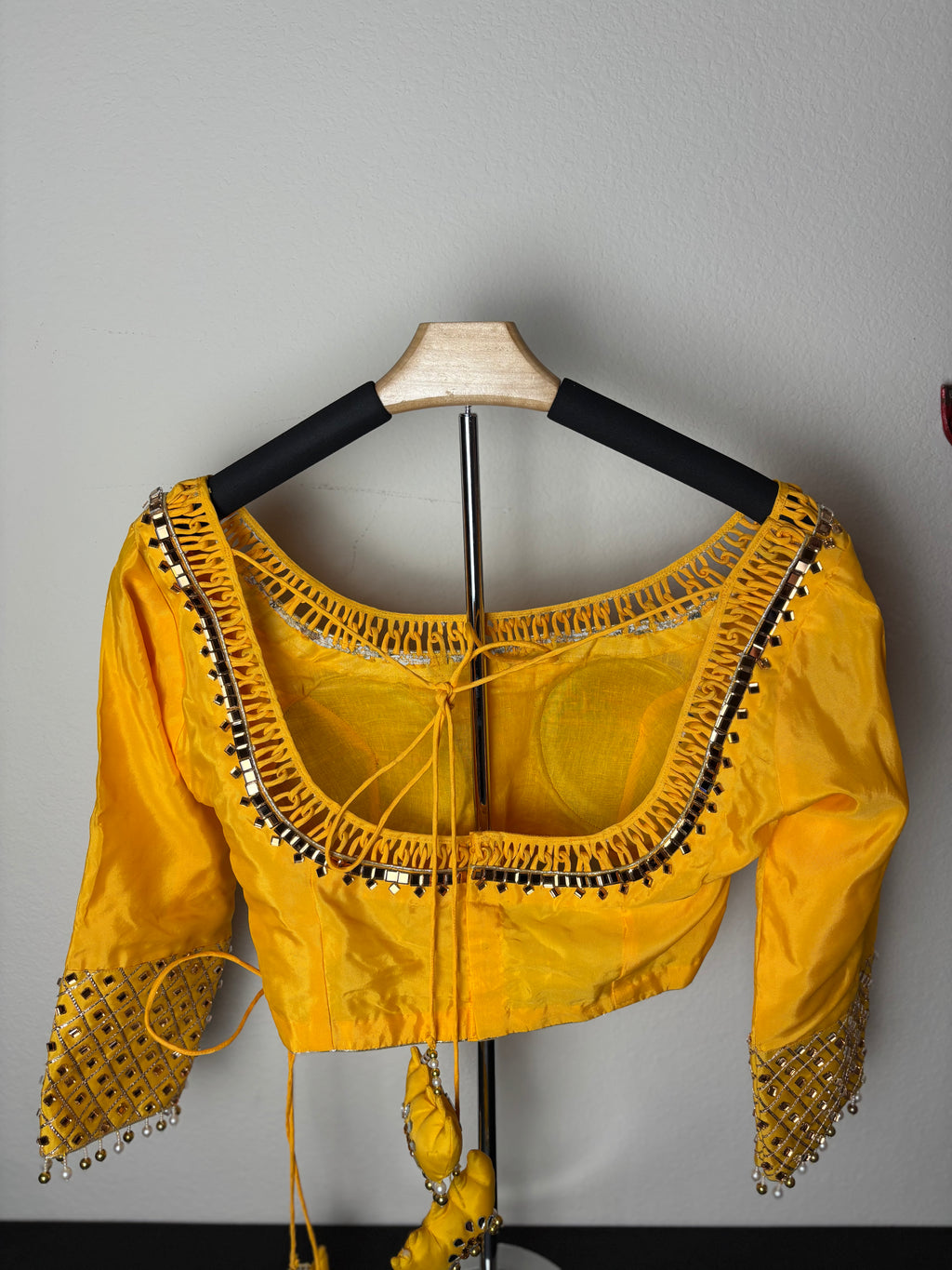 Yellow Blouse with Silver Details and Crown Like Tassel