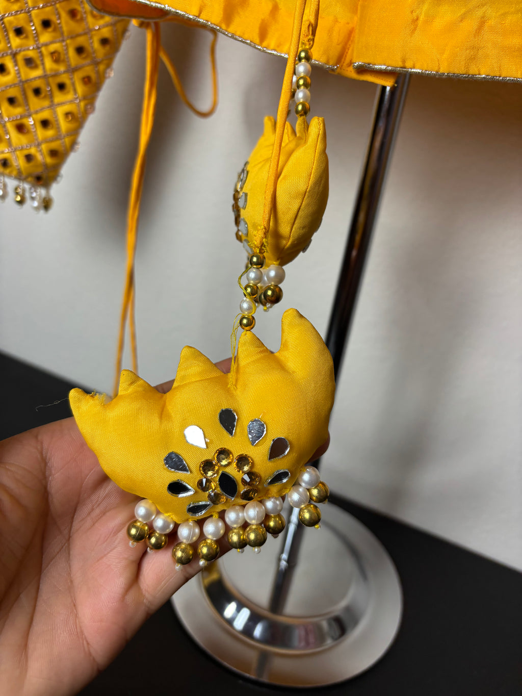 Yellow Blouse with Silver Details and Crown Like Tassel