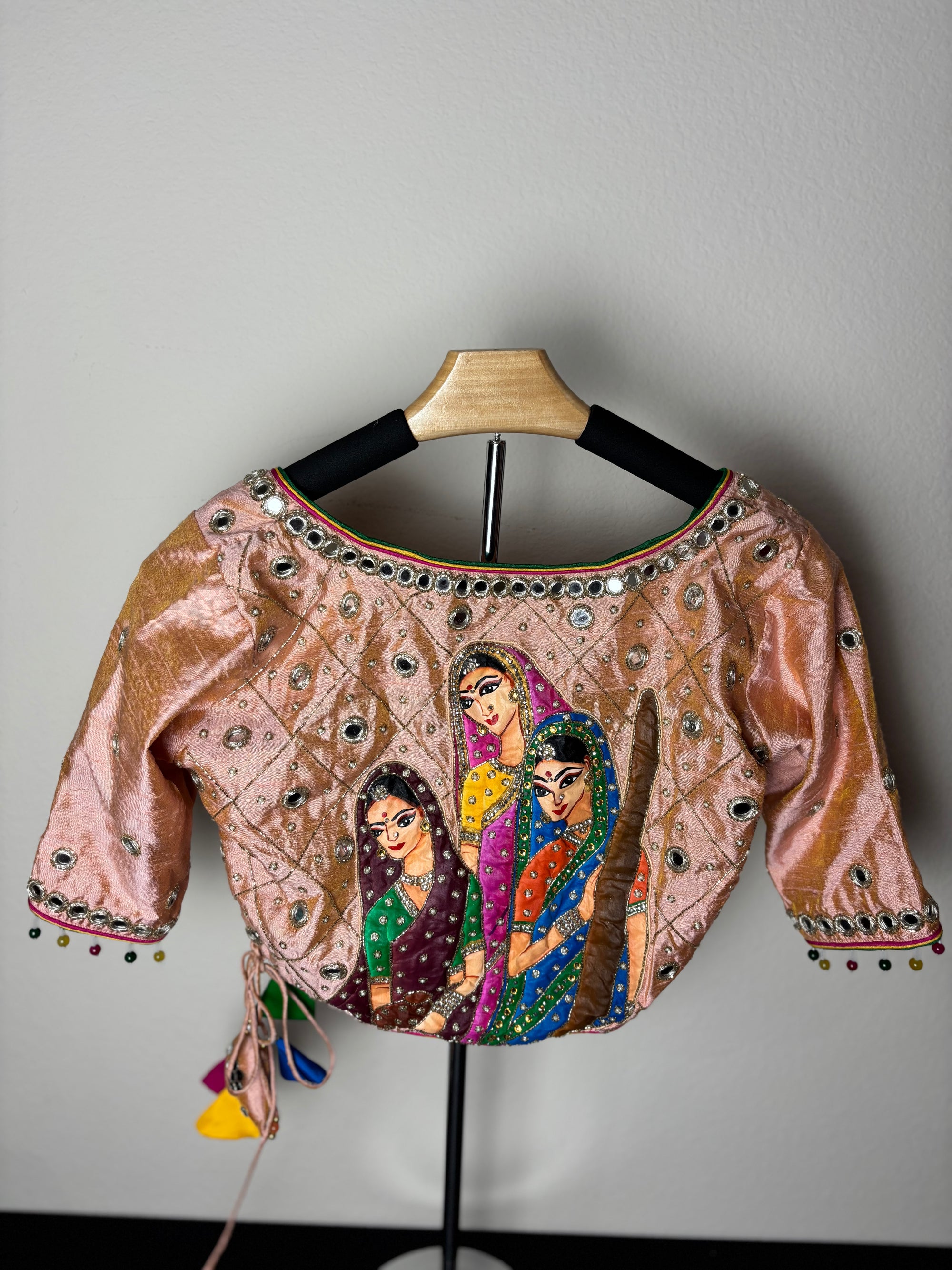 Baby Pink Blouse with 3 Ladies Design