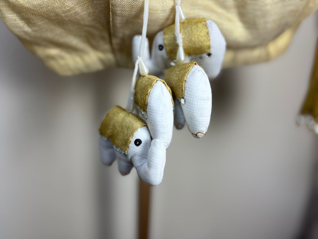 Cream and White Blouse with White Elephant Tassels