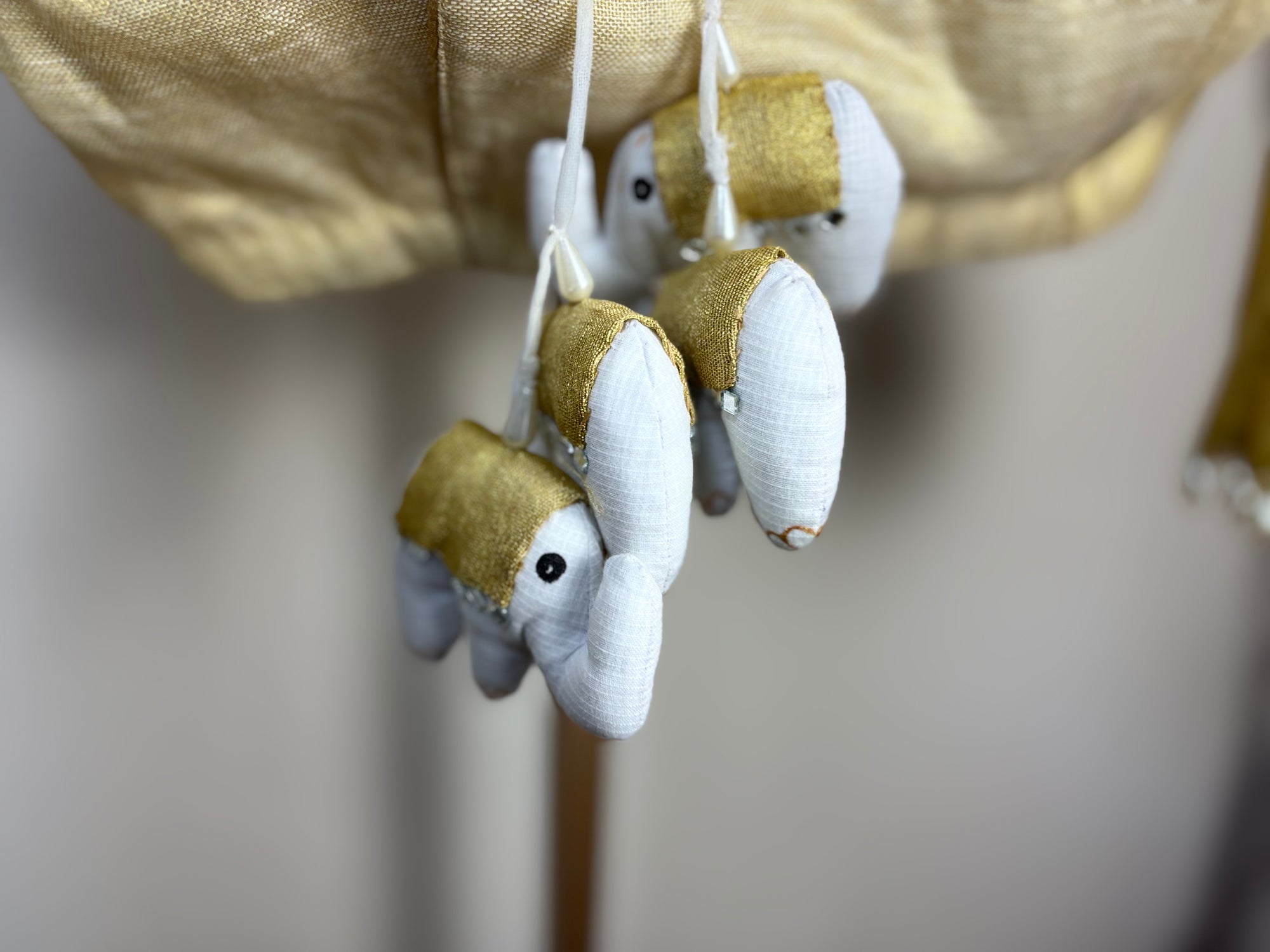 Cream and White Blouse with White Elephant Tassels