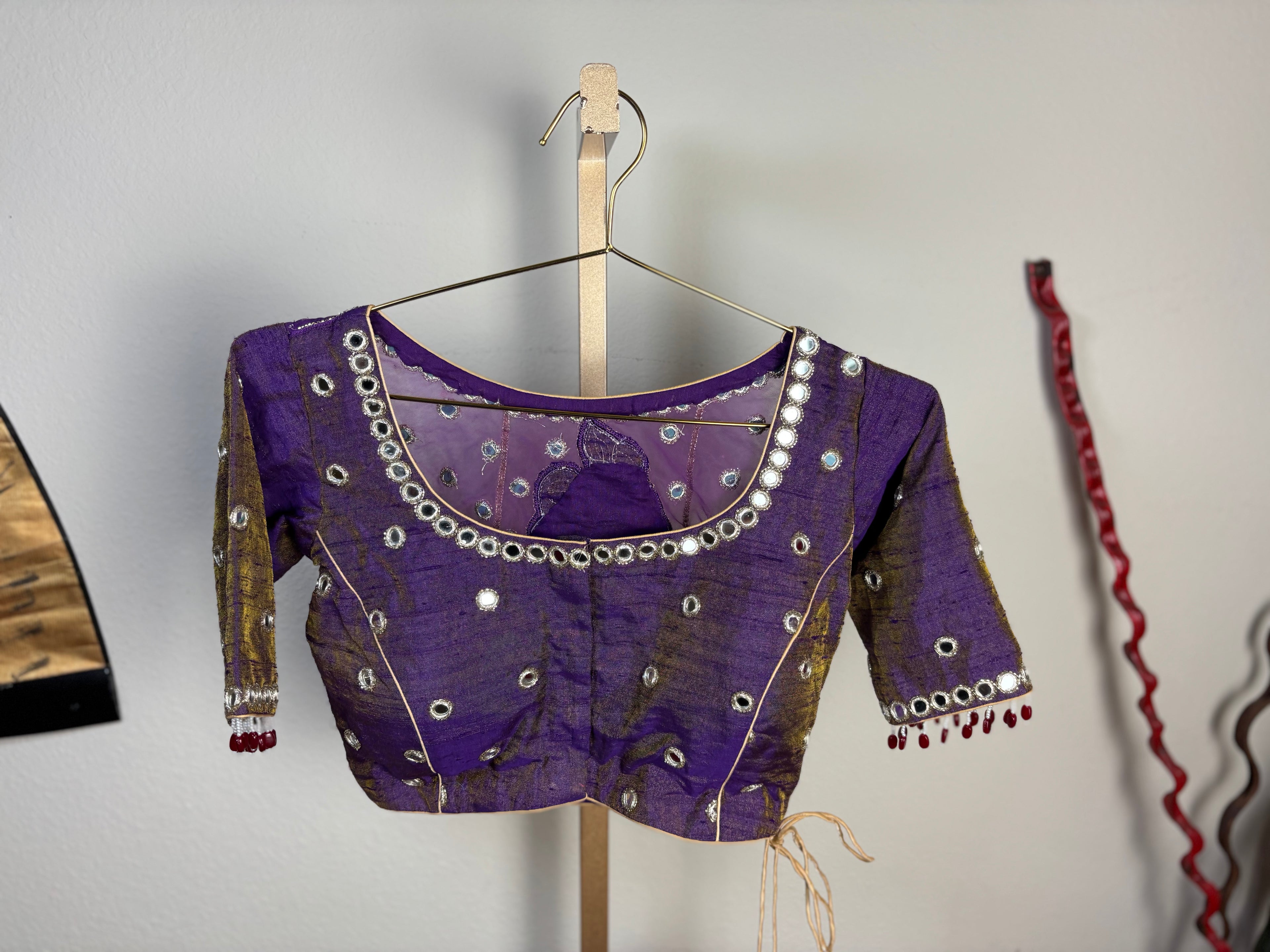 Purple Blouse with Krishna Designs