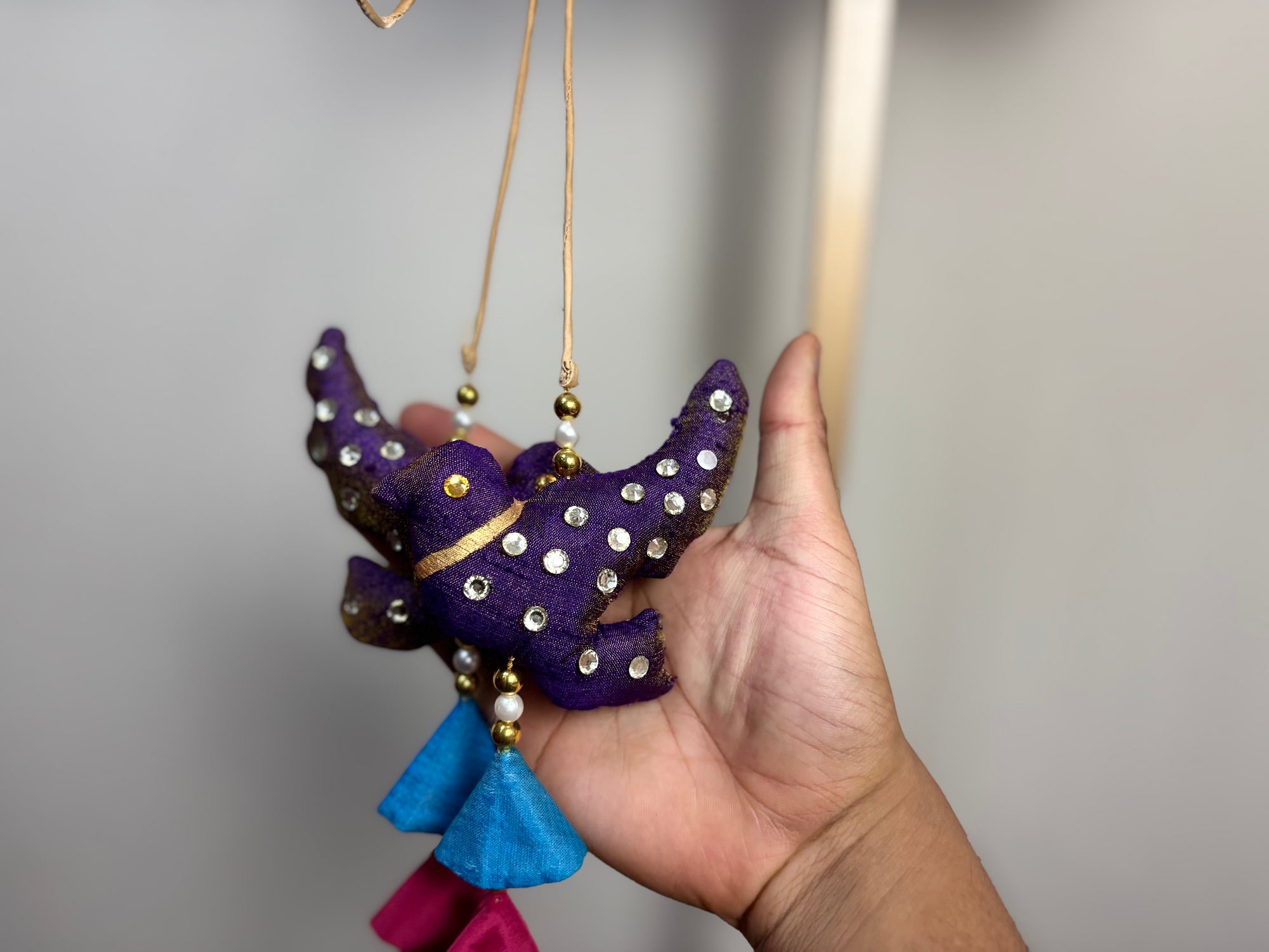 Purple Blouse with Krishna Designs
