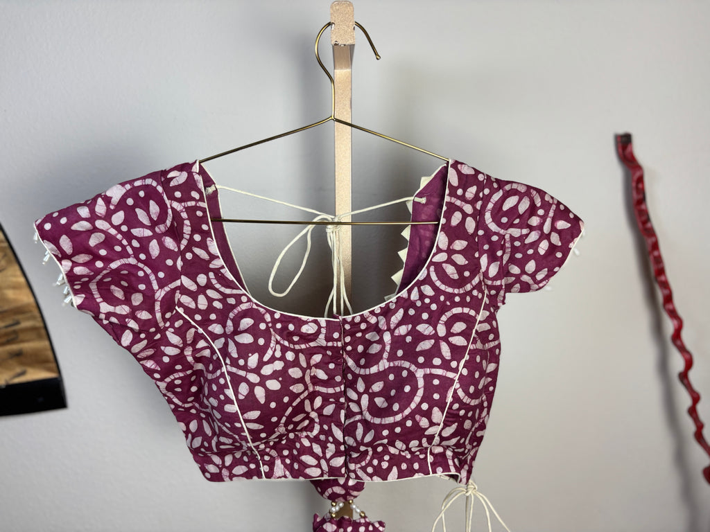 Purple/Maroon Blouse with White Details