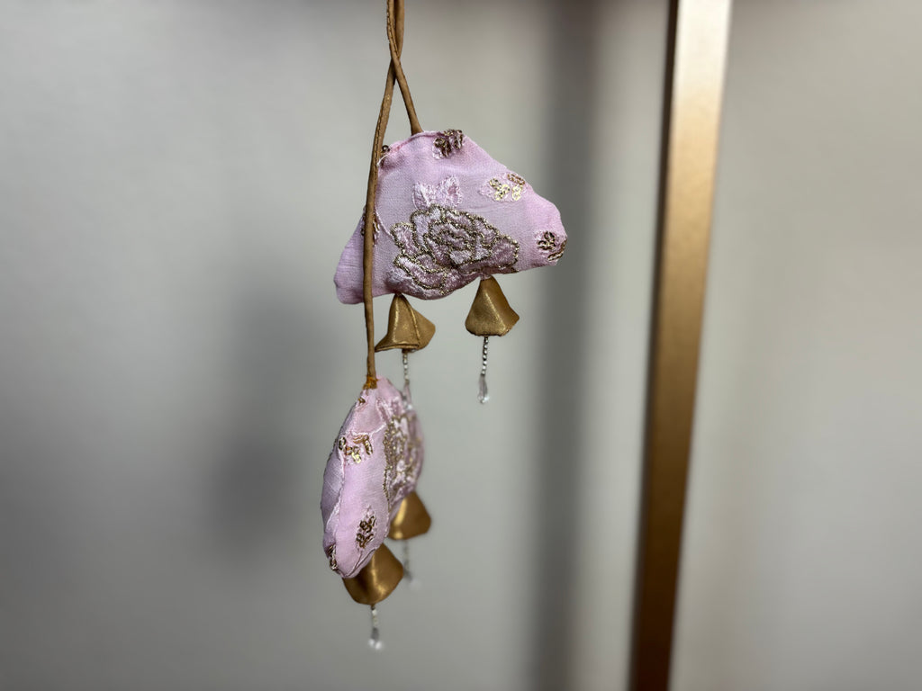 Pink Blouse with Triangle Tassels and Silver Designs
