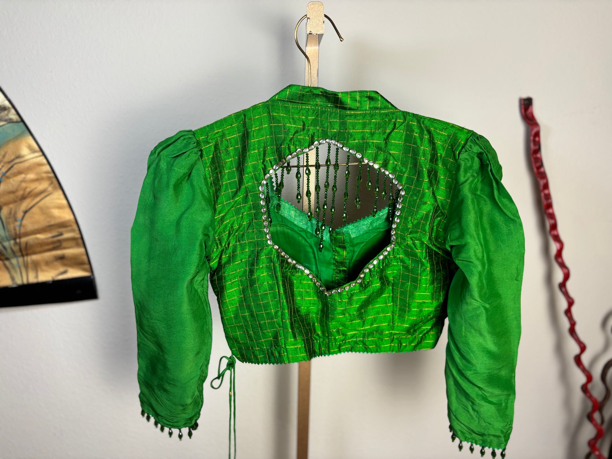 Green Blouse with Elephant Tassels