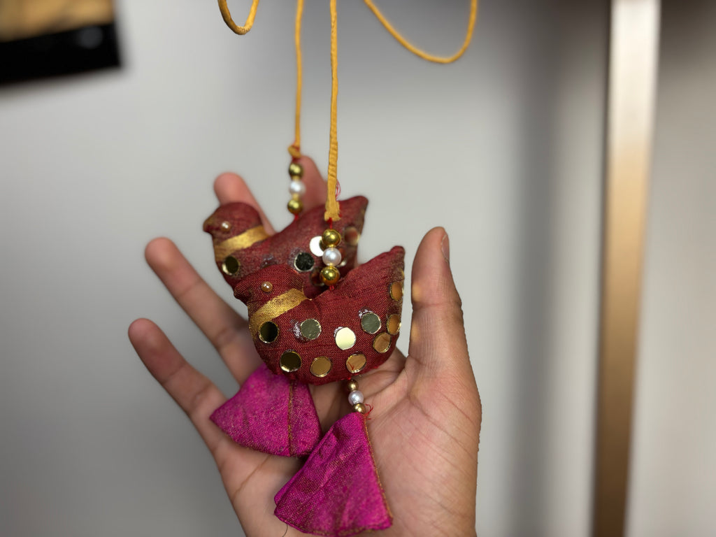 Red-Brick Color Blouse with Butterfly Work