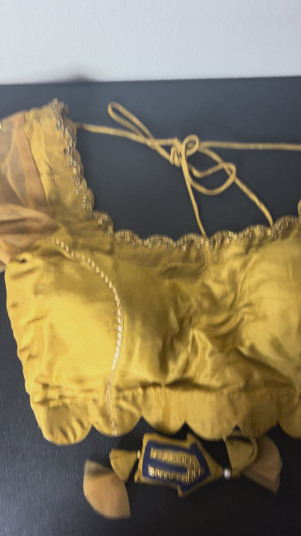 Golden Handmade Blouse with House Shaped Tassels