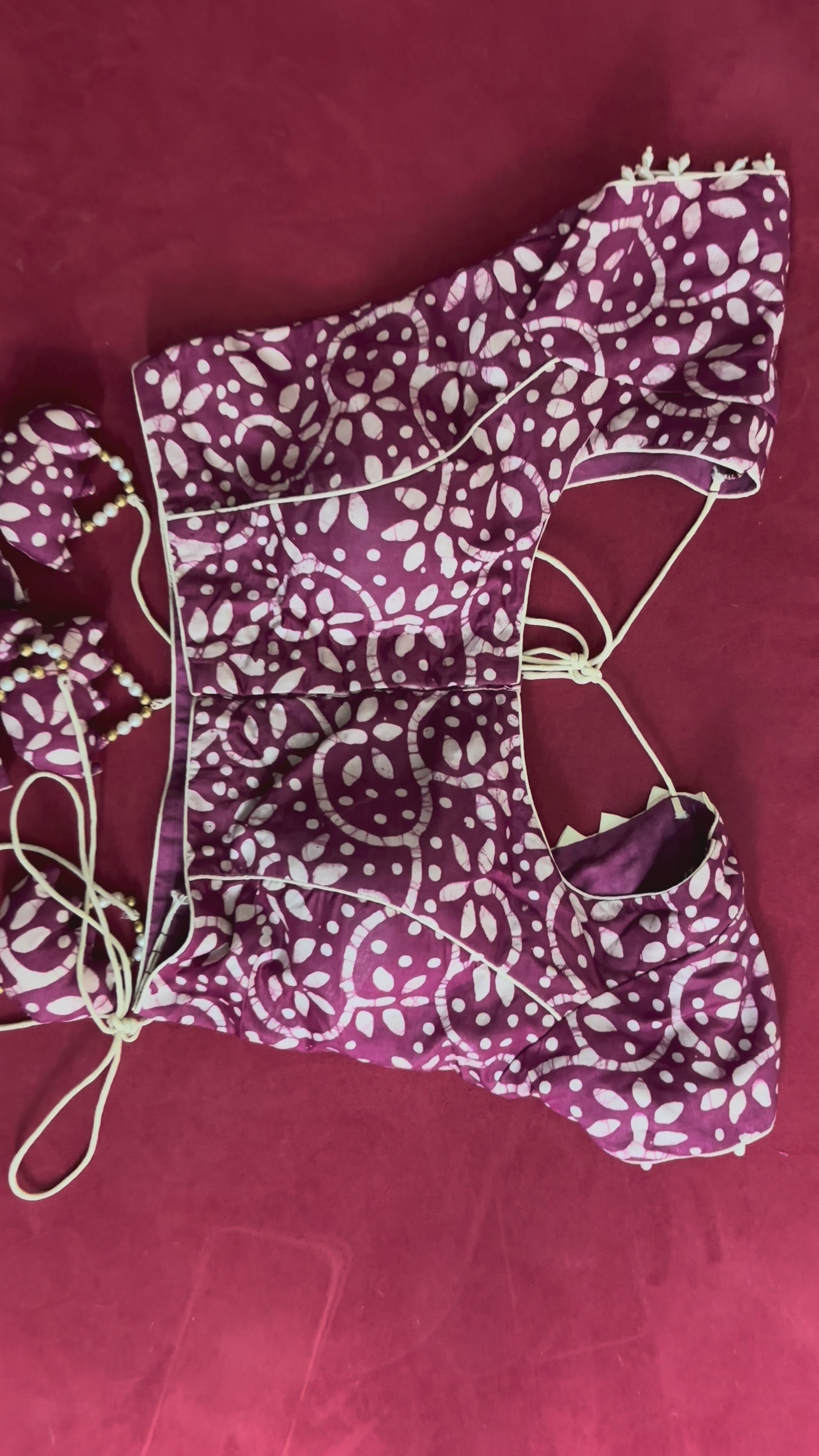 Purple/Maroon Blouse with White Details