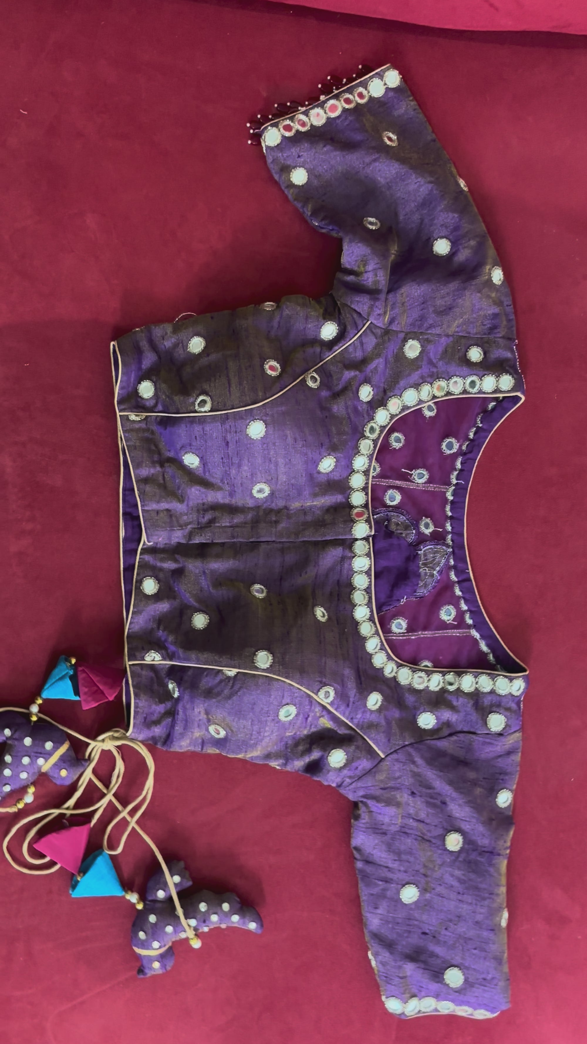Purple Blouse with Krishna Designs
