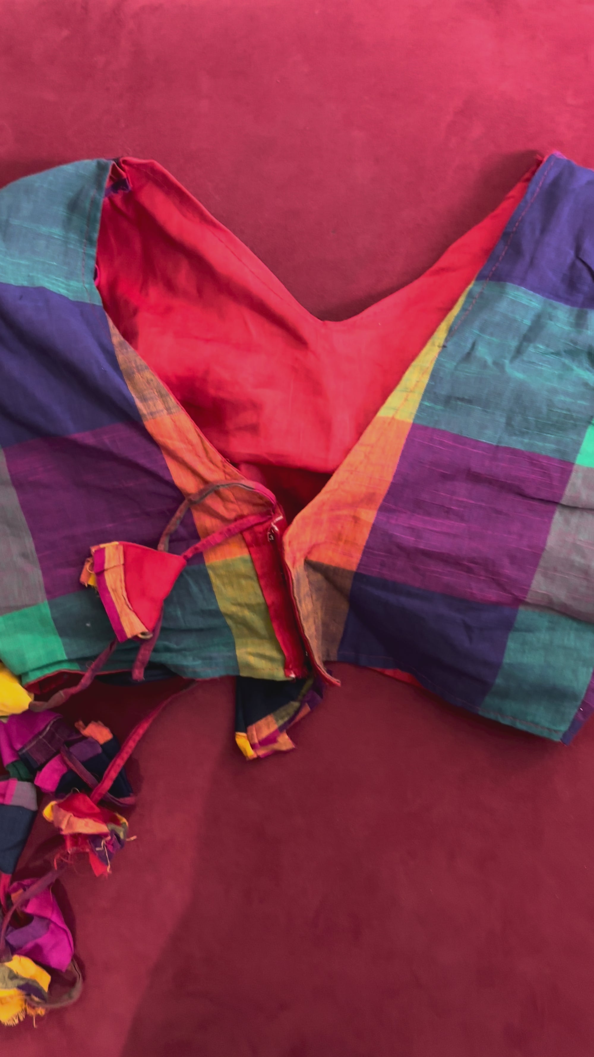 Very Colorful Rainbow Blouse with Triangle Tassels
