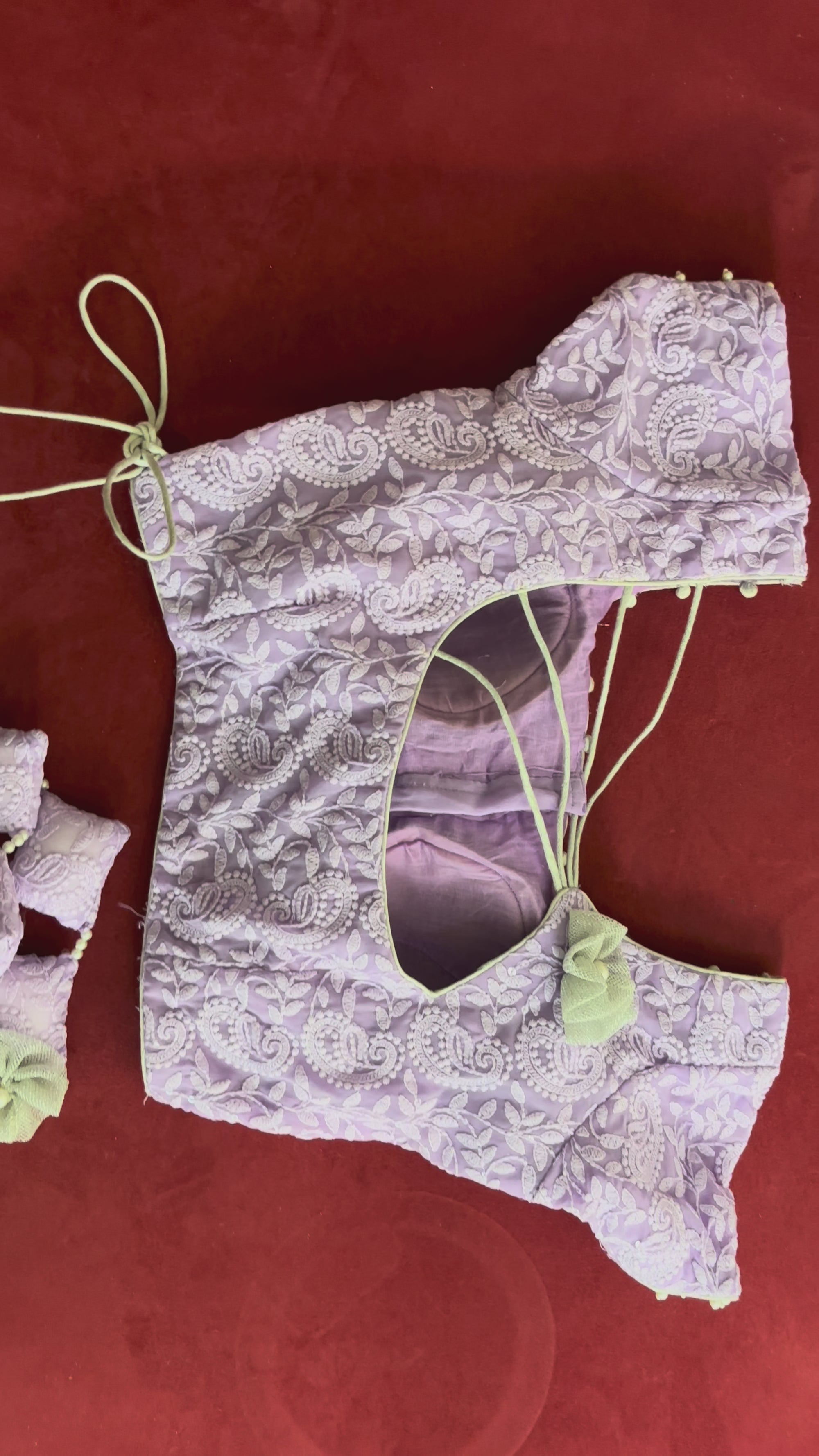 Purple Blouse with Square Tassels and Design